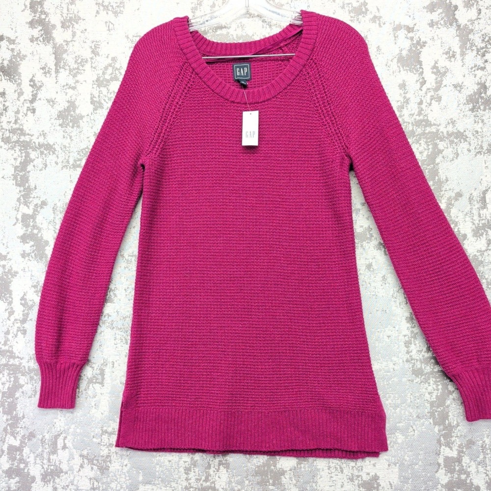 Gap Womens Plum Heather Merino Wool Blend Textured Knit Sweater S NWT 647909